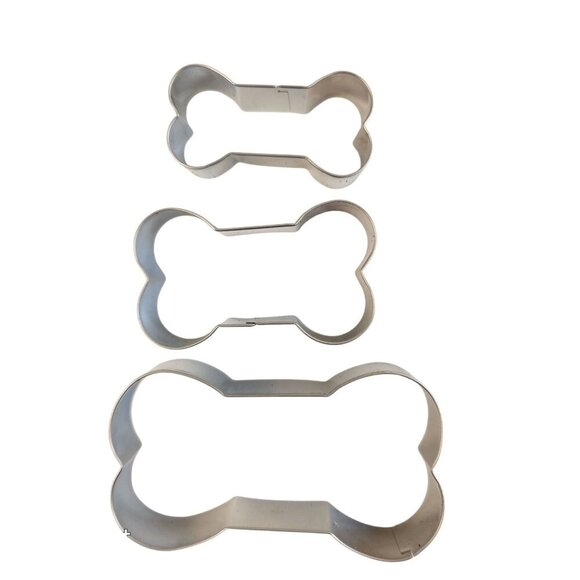 Set Of 3 Stainless Steel Bone-Shaped Cookie Cutters For Baking & Dog Treats - Picture 2 of 6